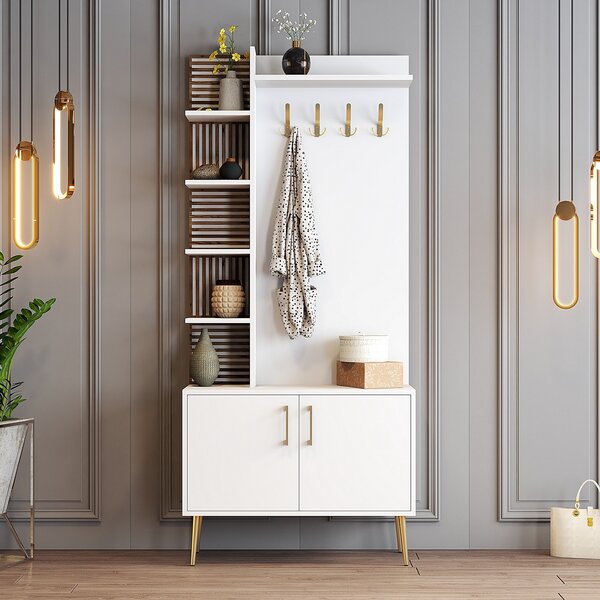 Mobilier hol Valery 2 (alb + auriu). 1089147