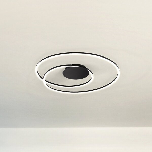 FISCHER & HONSEL Plafonieră LED HOLY, negru, Ø 68 cm, telecomandă, CCT, reglabil, Negru, Camera de zi / sufragerie, Metal, Modern