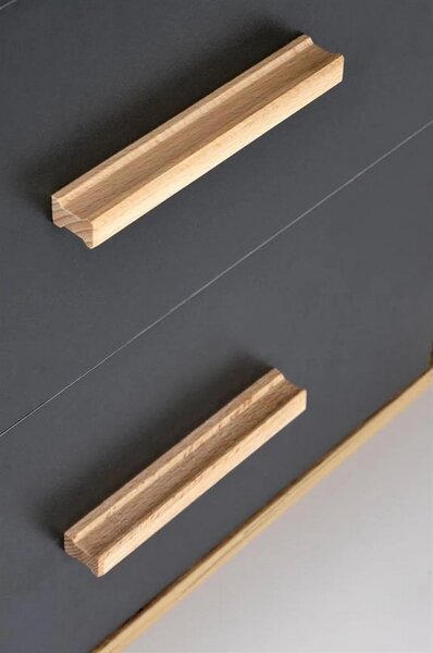 Birou SERGIO XL, gri antracit/stejar wotan, 134/210x60x78 cm