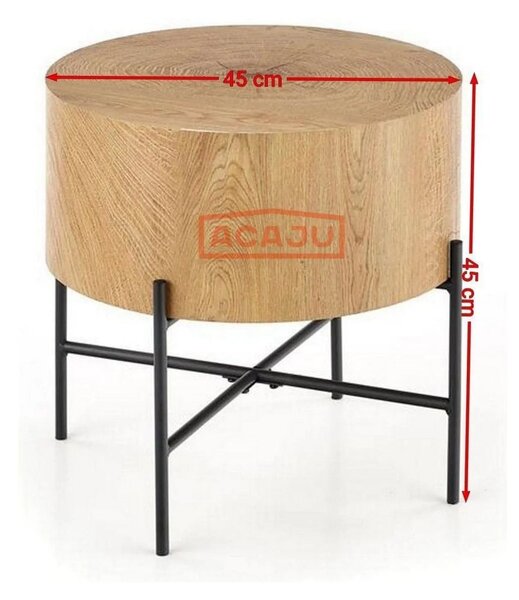 Masuta cafea BROOKLYN S, stejar natural/negru, 45x45x45 cm