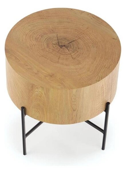 Masuta cafea BROOKLYN S, stejar natural/negru, 45x45x45 cm