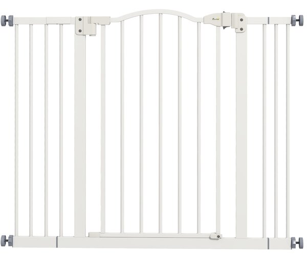 PawHut Poartă Extensibilă pentru Câini fără Șuruburi, Poartă de Siguranță Reglabilă, 94-100x78 cm, Alb | Aosom Romania