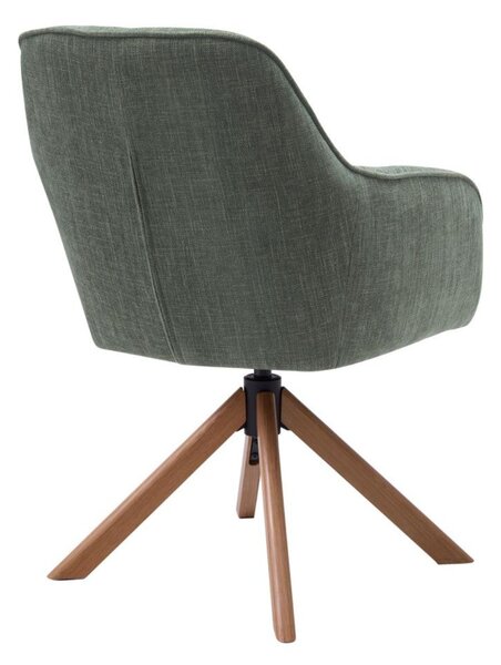 Scaun de dining pivotant Avola verde, picioare din lemn