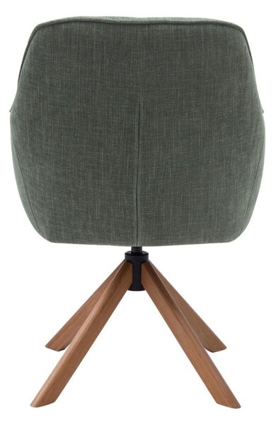 Scaun de dining pivotant Avola verde, picioare din lemn