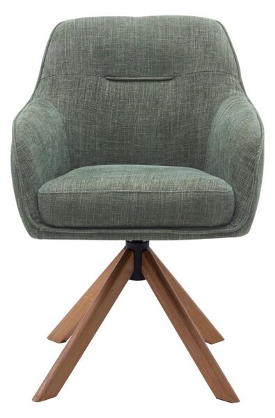 Scaun de dining pivotant Avola verde, picioare din lemn