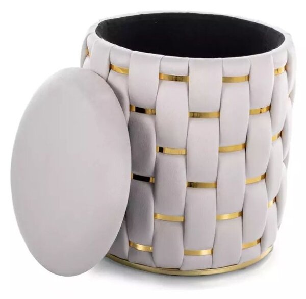 Taburet cu spațiu de depozitare Tiara Velvet, bej