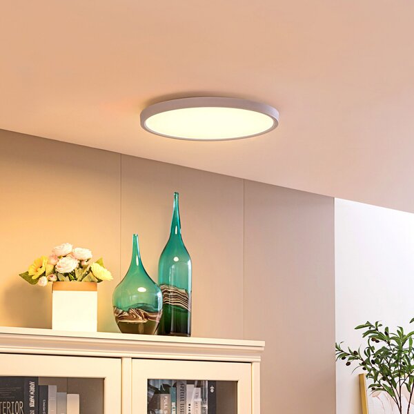Lindby Smart LED plafonieră cu LED-uri Denora, alb, RGB, CCT, Tuya, reglabil, Alb, Camera de zi / sufragerie, Plastic, Modern