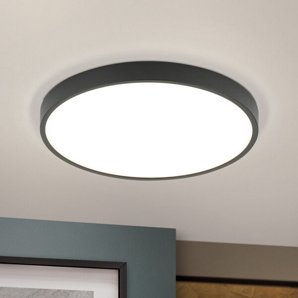 ORION Plafonieră Bully LED în negru, 3.000 K, Ø28cm, Negru, Camera de zi / sufragerie, Metal
