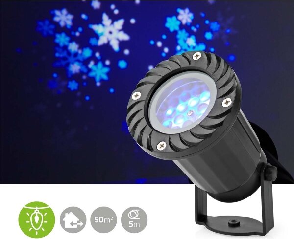 Proiector LED de fulgi de zăpadă de Crăciun pentru exterior Nedis CLPR1 5W/230V IP44