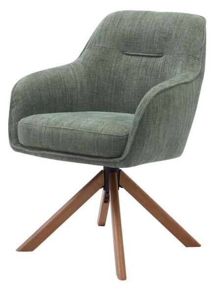 Scaun de dining pivotant Avola verde, picioare din lemn