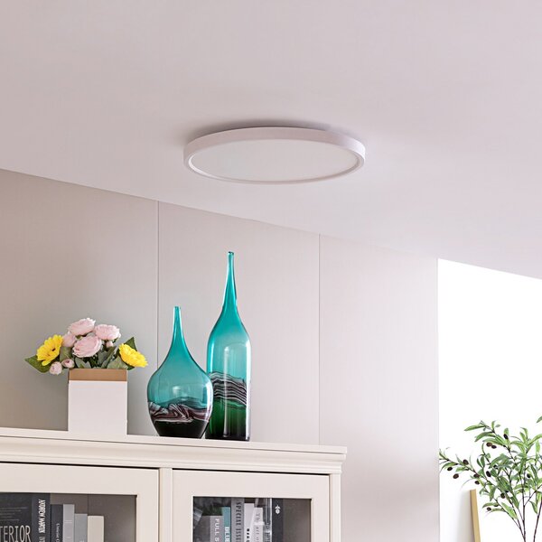 Lindby Smart LED plafonieră cu LED-uri Denora, alb, RGB, CCT, Tuya, reglabil, Alb, Camera de zi / sufragerie, Plastic, Modern