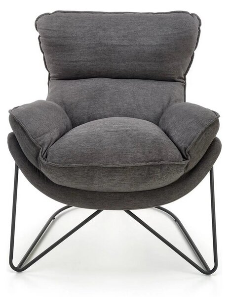 Scaun relaxare living VOLKER, gri, stofa clasica/metal, 75x88x85 cm