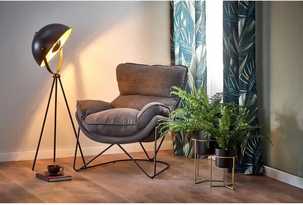 Scaun relaxare living VOLKER, gri, stofa clasica/metal, 75x88x85 cm