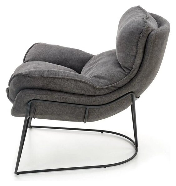 Scaun relaxare living VOLKER, gri, stofa clasica/metal, 75x88x85 cm
