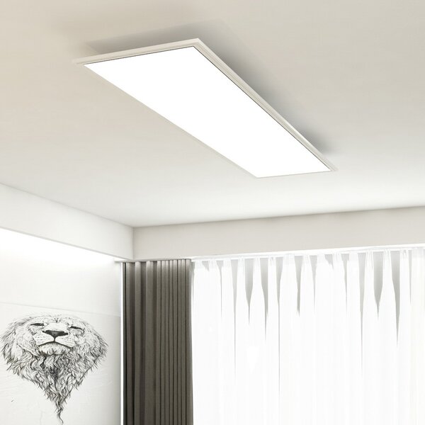 Briloner Simple panou LED alb, ultraplat, 119,5x29,5 cm, Alb, Camera de zi / sufragerie, Plastic, Modern