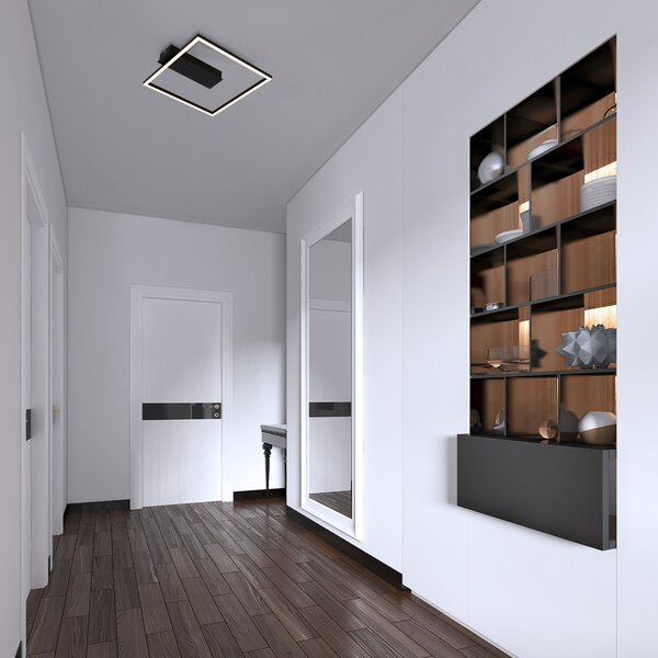 Briloner Plafonieră LED 3771 formă de ramă, negru, Negru, Camera de zi / sufragerie, Metal, Modern