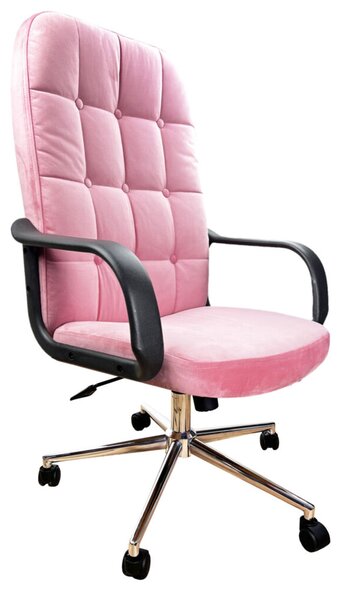 Scaun directorial Arka Chairs B501 profesional, catifea roz, baza stea cromat P04, pret redus de la 5 bucati