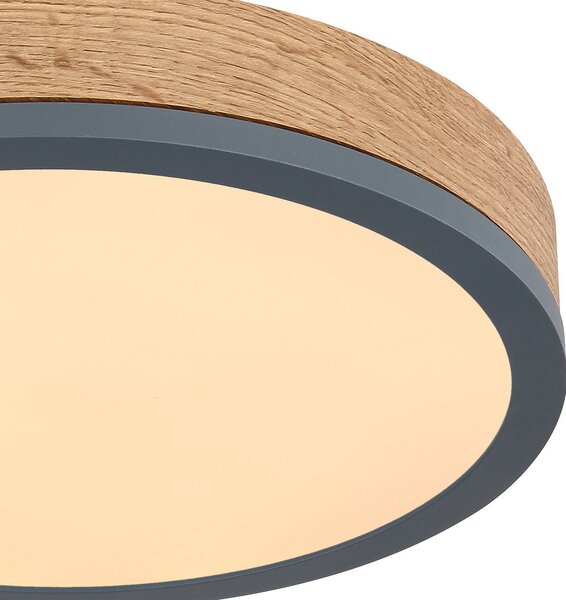 Globo Plafonieră cu LED Doro Ø 30 cm lemn închis, grafit, Lemn, Camera de zi / sufragerie, Metal, Modern