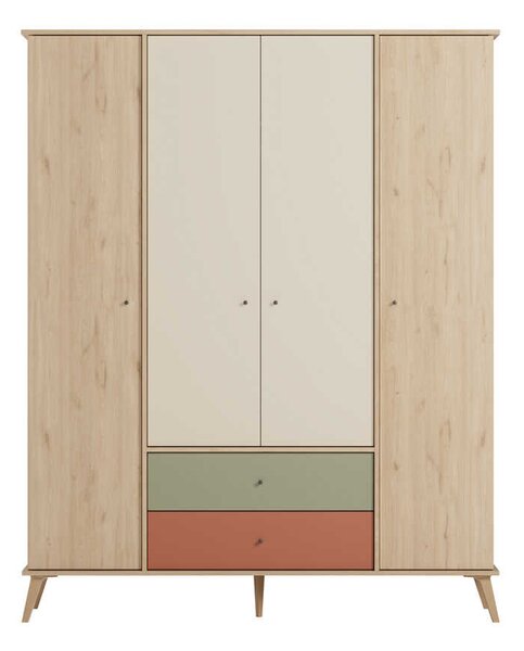 Dulap Haine Adore Tiffany, 4 usi, 2 sertare, Multicolor, 162x200x54 cm