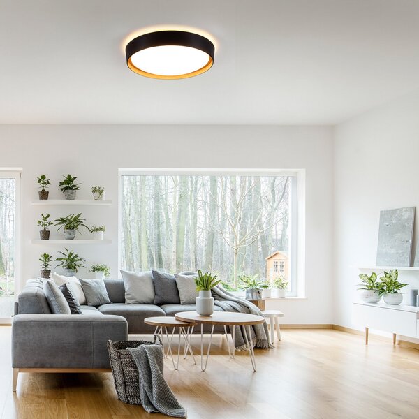 JUST LIGHT. GmbH Plafonieră cu LED-uri Emilia 3-step negru dimabil negru, reglabil, Negru, Camera de zi / sufragerie, Metal, Modern