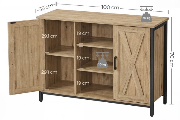 Comoda TAYLOR ARTISAN cu rafturi deschise, 100x70cm