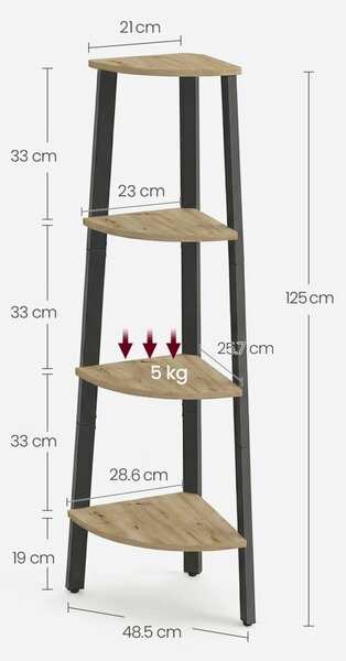 Raft de colt TAYLOR ARTISAN 4 polite, 125x34cm