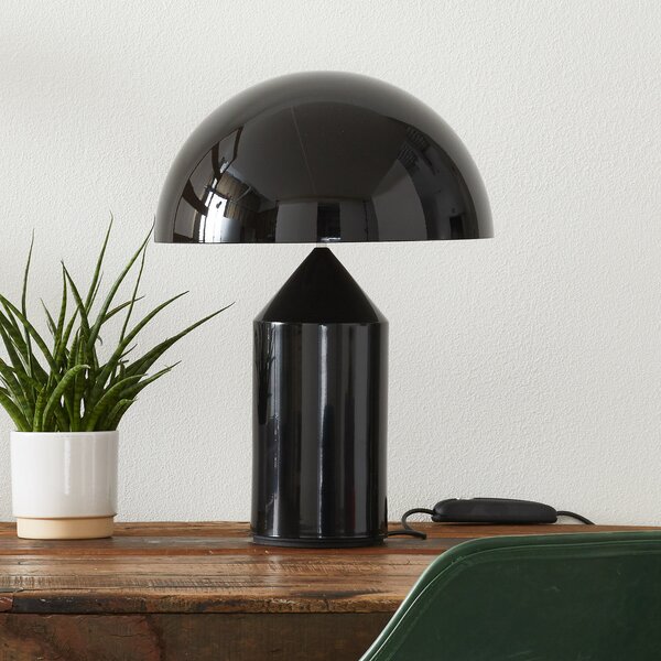 Oluce Atollo lampă de masă, dimabil, Ø38cm, negru, reglabil, Negru, Camera de zi / sufragerie, Aluminiu, Design