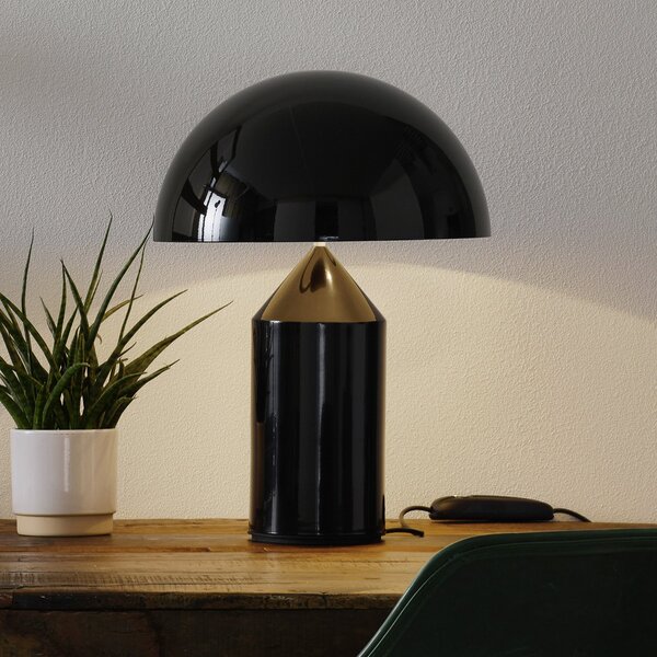 Oluce Atollo lampă de masă, dimabil, Ø38cm, negru, reglabil, Negru, Camera de zi / sufragerie, Aluminiu, Design