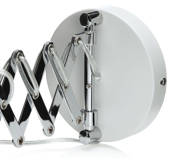 Reality Leuchten Lampă de perete cu foarfecă, alb, metal, fișă, acordeon, Alb, Camera de zi / sufragerie, Metal, Modern, Lumină de lectură