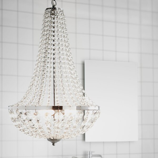 Markslöjd Candelabru Gränsö pentru baie, Ø 40 cm, reglabil, Transparent, Baie, Cristal
