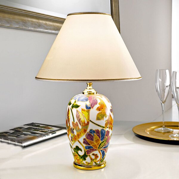 Austrolux Lampă de masă Damasco aur 24 karate, Ø 40 cm, Multicolor, Camera de zi / sufragerie, Ceramică