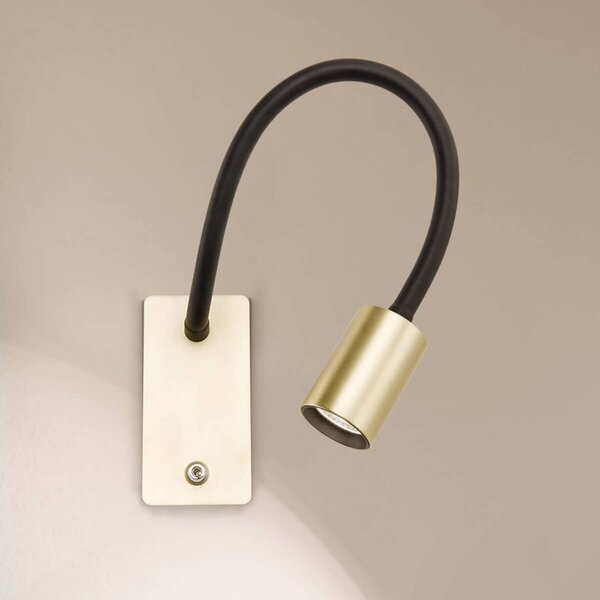 ORION Aplică perete LED Kurt alamă mată cu braț flexibil, Auriu / Alamă, dormitor, Metal, Modern