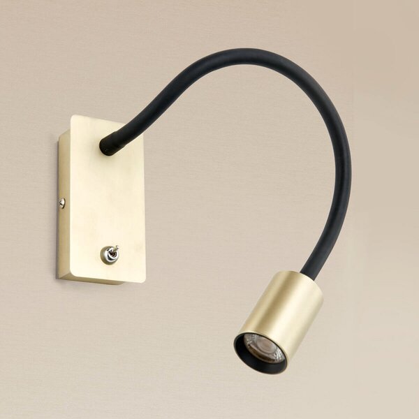 ORION Aplică perete LED Kurt alamă mată cu braț flexibil, Auriu / Alamă, dormitor, Metal, Modern