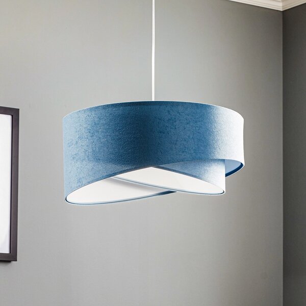 Maco Design Lampă suspendată Vivien, două culori, albastru deschis/alb, reglabil, Albastru, Camera de zi / sufragerie, Țesătură / Textil, Modern