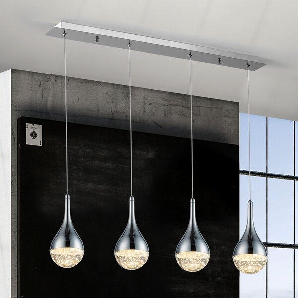 Schuller Valencia Lampă suspendată LED Elie, 4 becuri, Metalic, Camera de zi / sufragerie, Metal, Modern