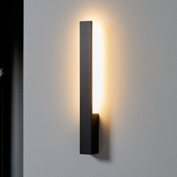 Arcchio Ivano Aplică de perete cu LED, 42,5 cm, negru, metal, Negru, Hol, Aluminiu, Modern