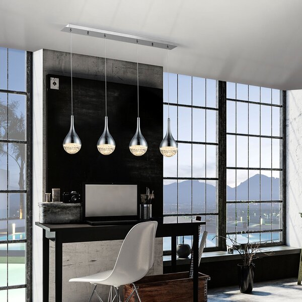 Schuller Valencia Lampă suspendată LED Elie, 4 becuri, Metalic, Camera de zi / sufragerie, Metal, Modern