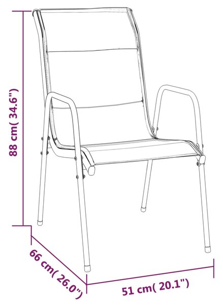 Scaune de grădină, 4 buc., negru, oțel și textilenă