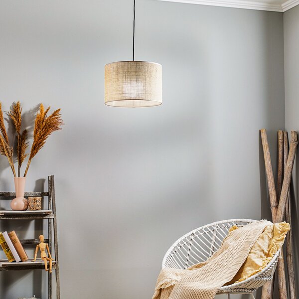TK Lighting Lampă suspendată Juta, 1 bec Ø 30 cm, reglabil, Maro / Rugină, Camera de zi / sufragerie, Țesătură / Textil