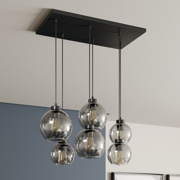 Lustră Pendul TK Lighting, Cubus, reglabil, Gri, Camera de zi, Sticlă, Modern