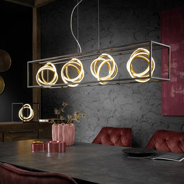 FISCHER & HONSEL Gisi lampă suspendată LED, CCT, reglabilă, 4 surse, reglabil, Negru, Camera de zi / sufragerie, Metal, Modern