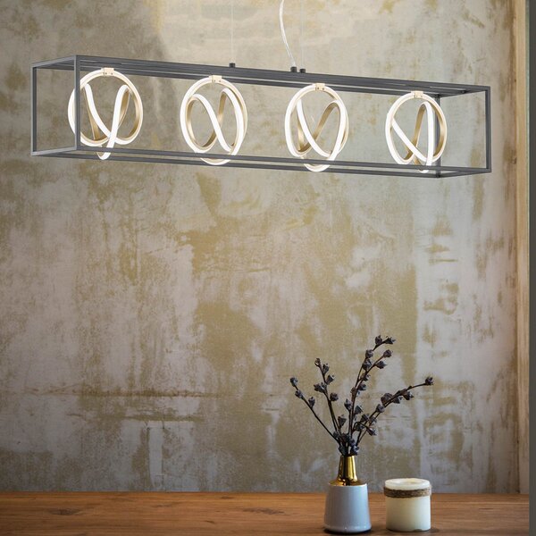 FISCHER & HONSEL Gisi lampă suspendată LED, CCT, reglabilă, 4 surse, reglabil, Negru, Camera de zi / sufragerie, Metal, Modern