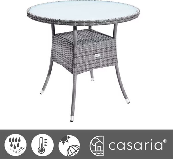 Deuba Masă de ratan Ø80 cm - gri