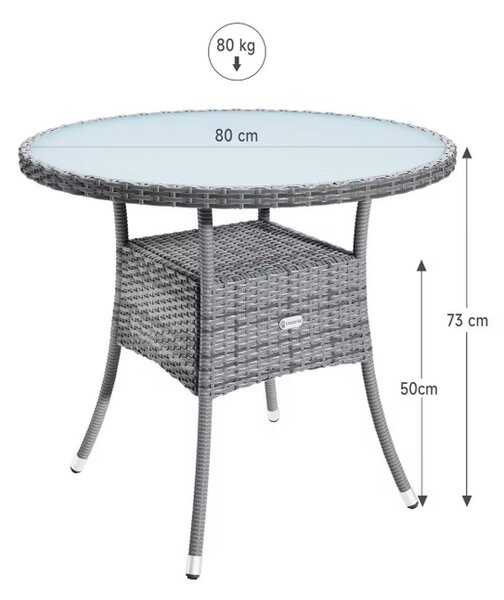 Deuba Masă de ratan Ø80 cm - gri