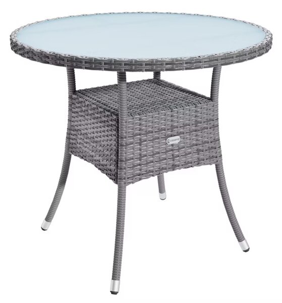 Deuba Masă de ratan Ø80 cm - gri