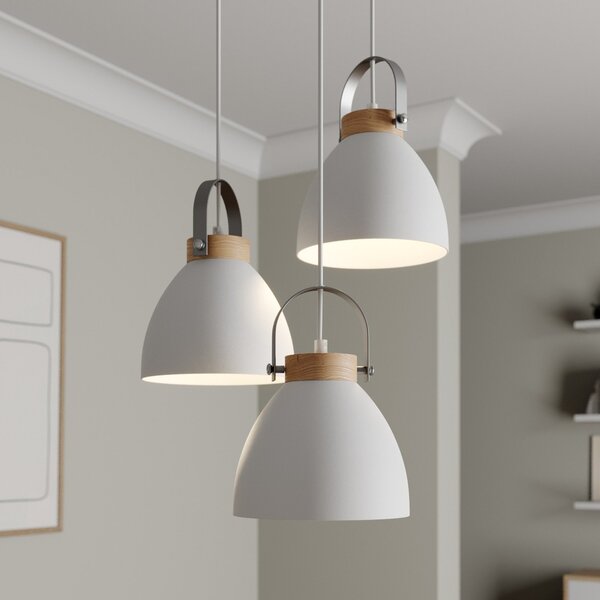 Lamkur Lampă suspendată Bergen, 3 becuri, rotundă, albă, reglabil, Alb, Camera de zi / sufragerie, Metal, Modern