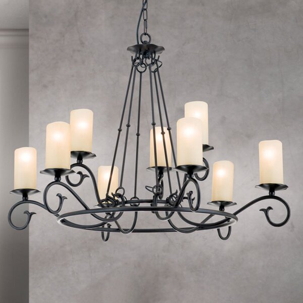 ORION Candelabru Bente, 9 becuri, reglabil, Negru, Camera de zi / sufragerie, Metal, Casă de țară / Rustic, Candelabru