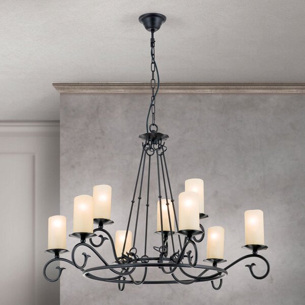 ORION Candelabru Bente, 9 becuri, reglabil, Negru, Camera de zi / sufragerie, Metal, Casă de țară / Rustic, Candelabru