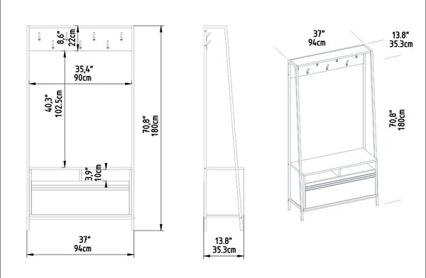 Mobilier hol Dudulo (nuc + negru). 1102073