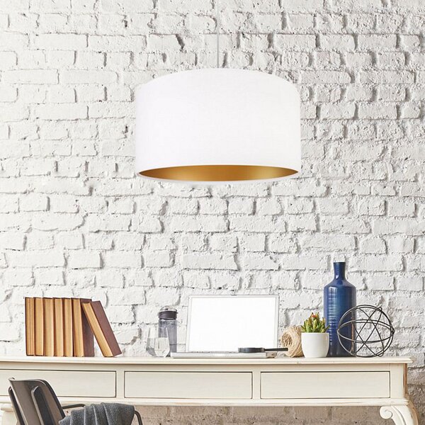 Maco Design Lampă suspendată Salina, alb/auriu Ø 40cm, reglabil, Alb, Camera de zi / sufragerie, Țesătură / Textil, Modern